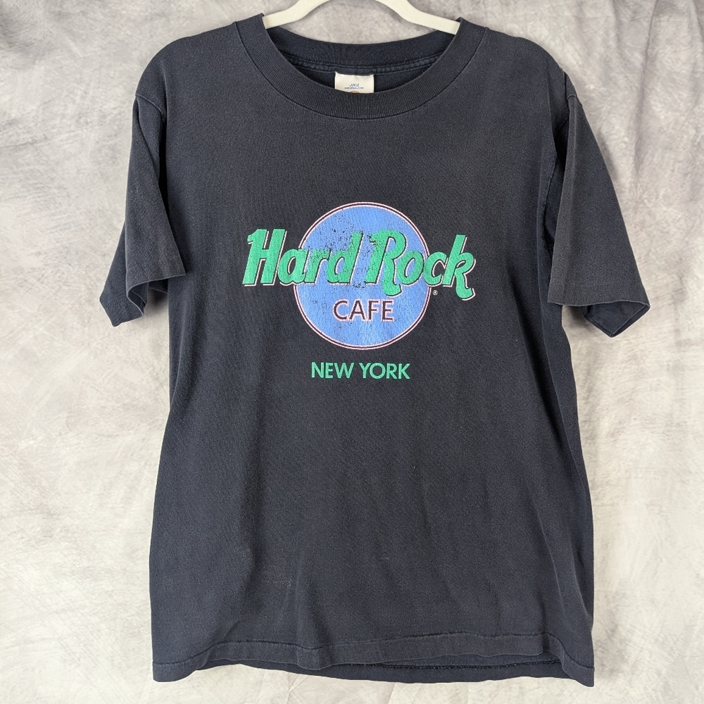 Hard Rock Cafe New York Size Large SINGLE STITCH Black T-shirt Vintage 80s